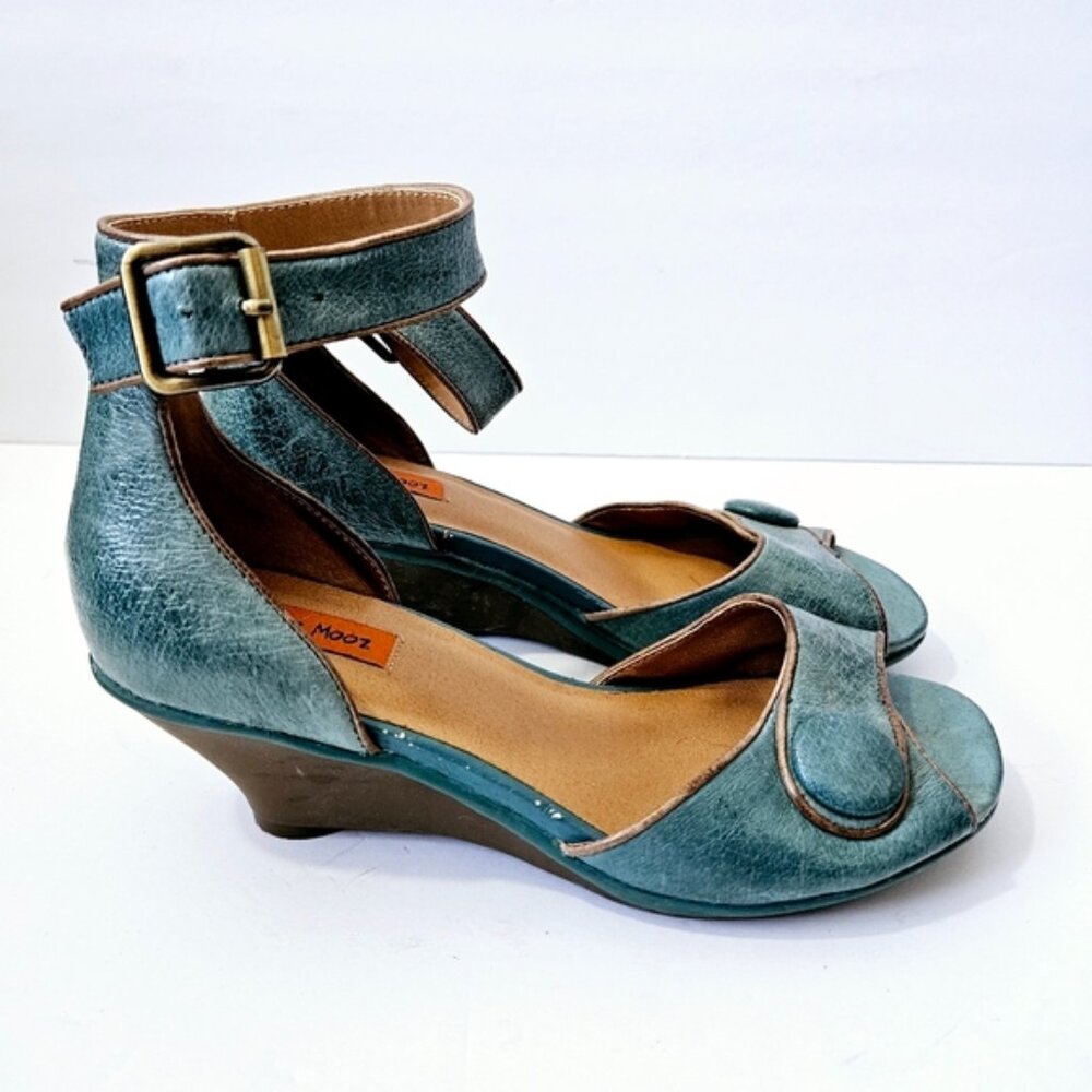 Miz Mooz Teal Wedges with Ankle Strap